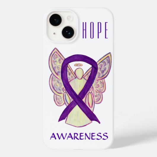 Paarse Awareness Angel Ribbon Custom iPhone Case (Achterkant)