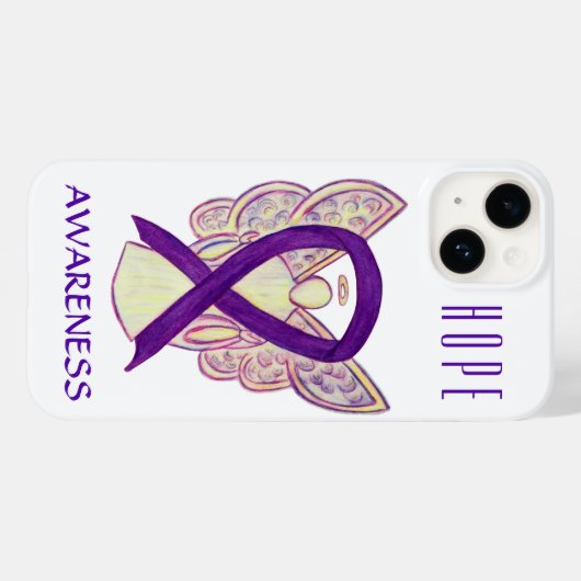Paarse Awareness Angel Ribbon Custom iPhone Case (Achterkant (horizontaal))