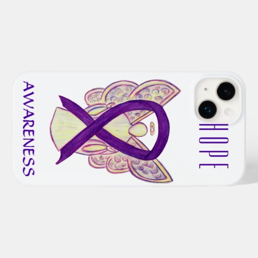 Paarse Awareness Angel Ribbon Custom iPhone X Hoes (Achterkant (horizontaal))