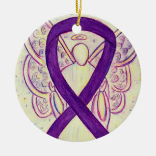 Paarse Awareness Ribbon Angel Custom Art Ornaments Keramisch Ornament