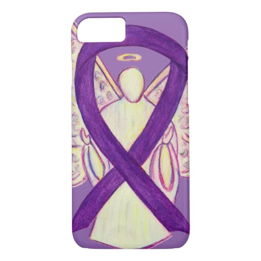 Paarse Awareness Ribbon Angel Custom iPhone 7 Hoes (Achterkant)