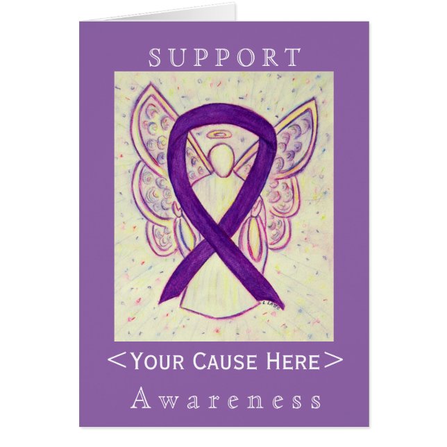 Paarse Awareness Ribbon Angel Gepersonaliseerd Car (Voorkant)