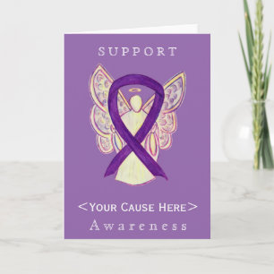 Paarse Awareness Ribbon Angel Gepersonaliseerd Car Kaart