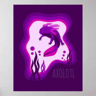 Paarse Axolotl afdrukken Poster