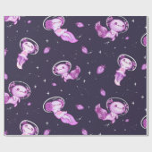 Paarse Axolotls in Space Wrapping Paper Cadeaupapier (Vlak)
