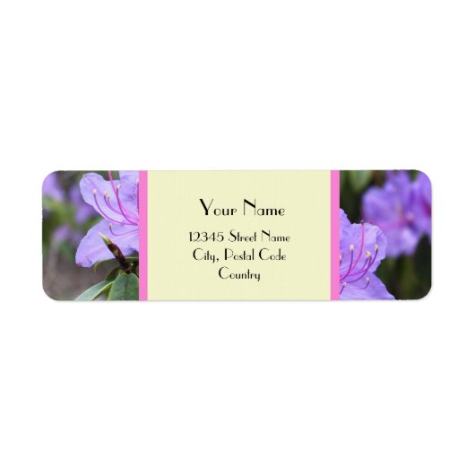 paarse azalea bloemen adresetiketten etiket (Voorkant)