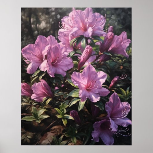 Paarse Azalea Flowers Art Print Poster (Voorkant)