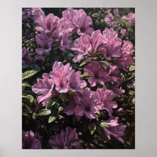 Paarse Azalea Flowers Art Print Poster