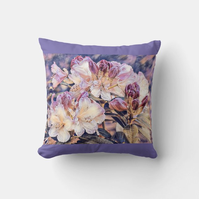 Paarse azeea blossom bloemen waterkraan Pillow Kussen (Voorkant)