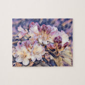 Paarse azeea blossom waterverf schilderij legpuzzel (Horizontaal)