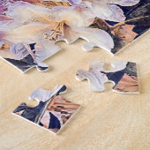 Paarse azeea blossom waterverf schilderij legpuzzel (Zijkant)