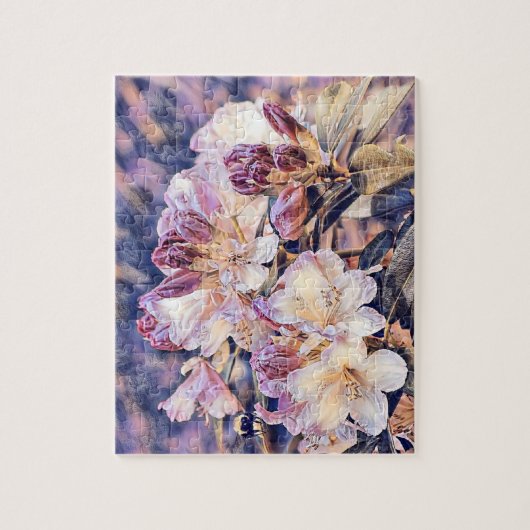 Paarse azeea blossom waterverf schilderij legpuzzel (Verticaal)
