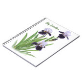Paarse baardige iris trio gepersonaliseerd notitieboek (Linkerzijde)