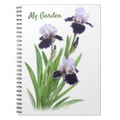 Paarse baardige iris trio gepersonaliseerd notitieboek (Voorkant)