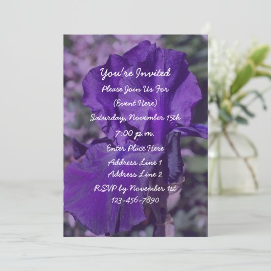 Paarse baardIris Flower Party Kaart (Staand voorkant)
