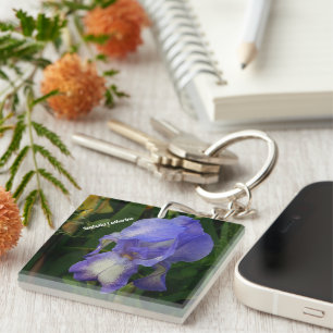 Paarse Baardiris Foto Gepersonaliseerde Sleutelhan Sleutelhanger