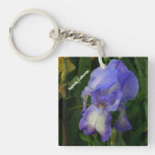 Paarse Baardiris Foto Gepersonaliseerde Sleutelhan Sleutelhanger (Voorkant)