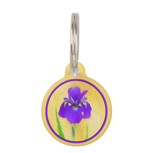 Paarse Baardiris Schilderij - Cute Originele Hond  Huisdierpenning (Voorkant)