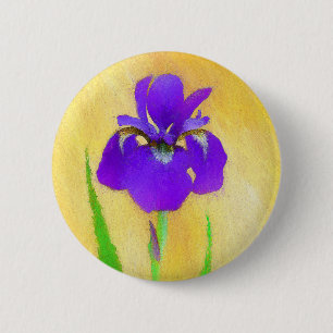 Paarse Baardiris Schilderij - Cute Originele Hond Ronde Button 5,7 Cm