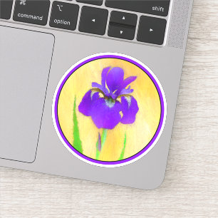 Paarse Baardiris Schilderij - Originele Bloem Kuns Sticker