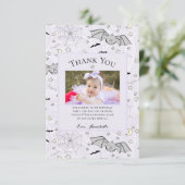 Paarse Baby Bat Halloween bedankkaart (Staand voorkant)