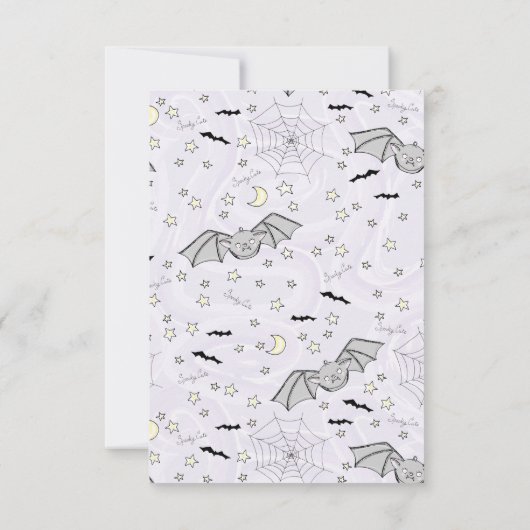 Paarse Baby Bat Halloween bedankkaart (Achterkant)