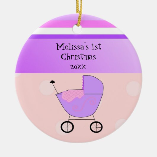 Paarse Baby Buggy Kerst Eerste Kerst Ornament (Voorkant)