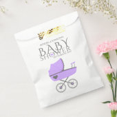 Paarse Baby Carriage Meisjes Baby shower Bedankzakje (Gezegeld)