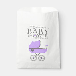Paarse Baby Carriage Meisjes Baby shower Bedankzakje