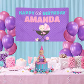 Paarse Baby Doll Happy Birthday Banner