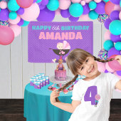 Paarse Baby Doll Happy Birthday Banner