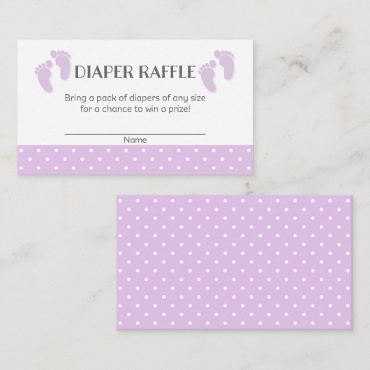 Paarse Baby Feet Baby shower Luier Raffle Tickets Informatiekaartje (Voorkant / Achterkant)