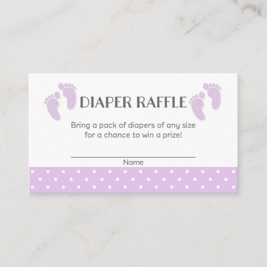 Paarse Baby Feet Baby shower Luier Raffle Tickets Informatiekaartje (Voorkant)