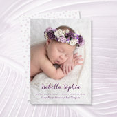 Paarse Baby Foto geboorteaankondigingen