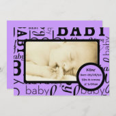  paarse baby fotoaankondigingen aankondiging (Voorkant / Achterkant)