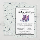 Paarse Baby Hoge Topjes Baby shower Kaart (Voorkant / Achterkant)