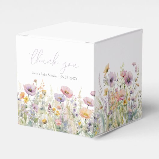 Paarse Baby in bloei bloemenwilde bloem Baby showe Bedankdoosjes (Voorkant Zijde)