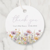 Paarse Baby in bloei bloemenwilde bloem Baby showe Bedankjes Labels (Voorkant)