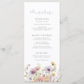 Paarse Baby in bloei bloemenwilde bloem Baby showe Menu (Voorkant)