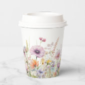 Paarse Baby in bloei bloemenwilde bloem Baby showe Papieren Bekers (Achterkant)