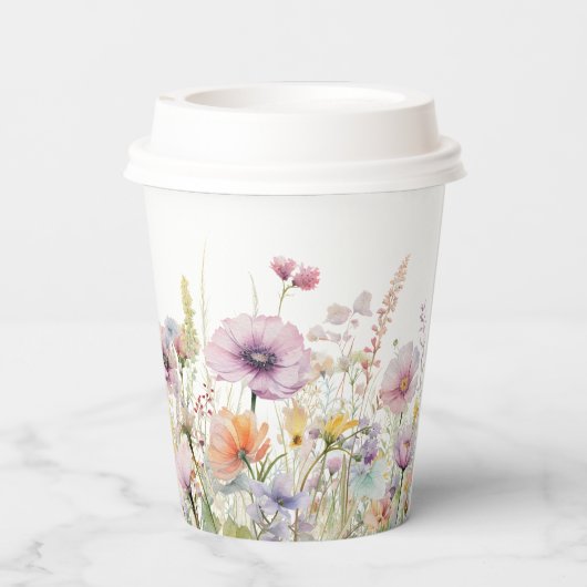 Paarse Baby in bloei bloemenwilde bloem Baby showe Papieren Bekers (Achterkant)