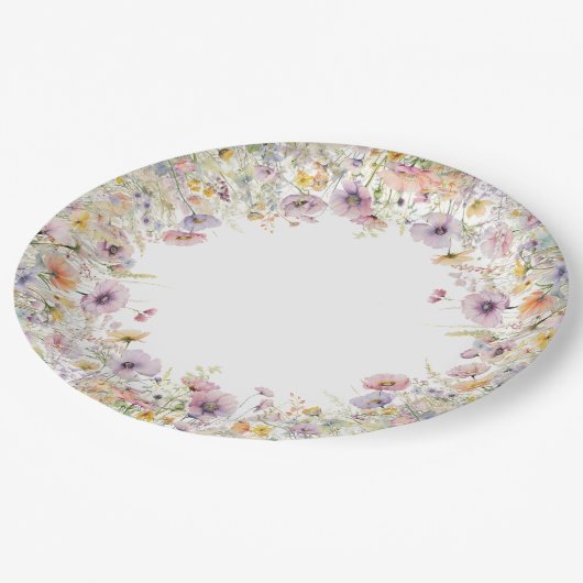 Paarse Baby in bloei bloemenwilde bloem Baby showe Papieren Bordje (Gekanteld)