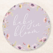Paarse Baby in bloei bloemenwilde bloem Baby showe Ronde Kartonnen Onderzetter (Voorkant)