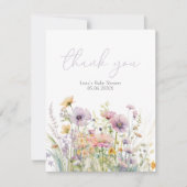 Paarse Baby in bloei Wildflower Baby shower plat Bedankkaart (Voorkant)
