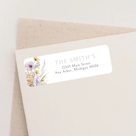 Paarse Baby in bloesem bloemendouche retouradres Etiket