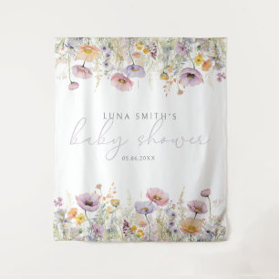 Paarse Baby in Bloom Floral Baby shower Achtergron Wandkleed