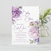 Paarse Baby in Bloom Floral Modern Baby shower Kaart (Staand voorkant)