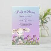 Paarse Baby in Bloom Watercolor Baby Shower Kaart (Staand voorkant)