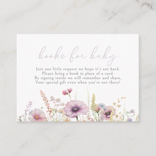Paarse Baby in Bloom Wildflower Boeken voor Baby Informatiekaartje (Voorkant)
