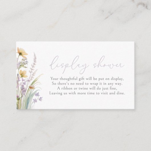 Paarse Baby in Bloom Wildflower Display Douche Informatiekaartje (Voorkant)